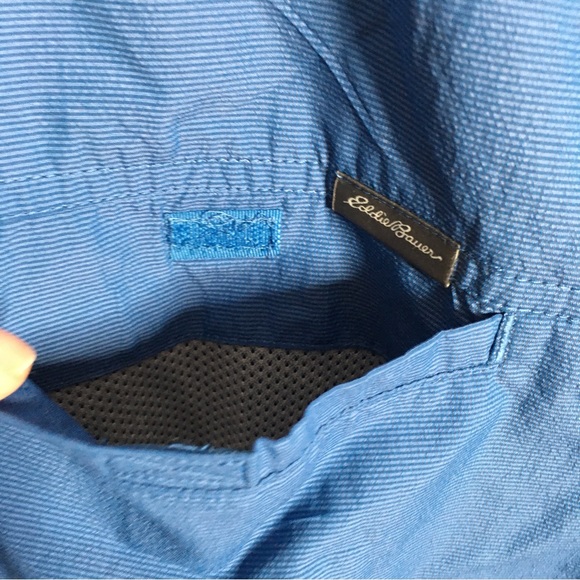 Eddie Bauer Polyester Nylon Mesh Blue Short Sleeve Men's Shirt M Medium Pocket - Picture 3 of 5